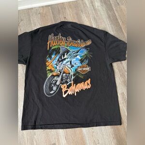 Vtg 90's Harley Davidson Bahamas MARLIN Swordfish Biker Graphic T-shirt Size 2XL